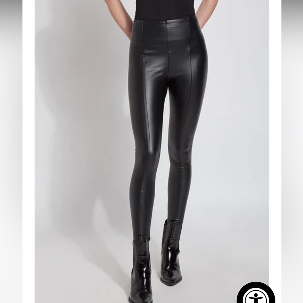 Lysse high waist vegan leather black leggings pull on size medium skinny